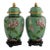 VTG Pair of Chinese Cloisonne Urn Vases in Gorgeous Green For Sale