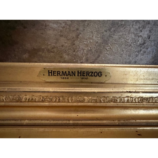 Mid 19th Century Large Landscape Painting by Hermann Ottomar Herzog For Sale - Image 5 of 8