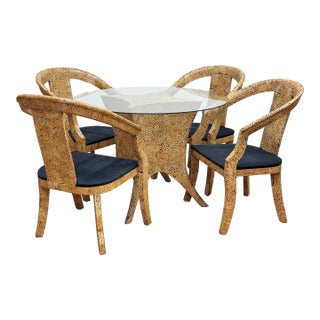 Vintage Tessellated Dining Table and Four (4) Chairs For Sale