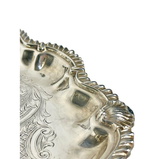 Antique English Sheffield Plate Silver Salver With Shell Detailing by Cooper and Sons For Sale - Image 6 of 14