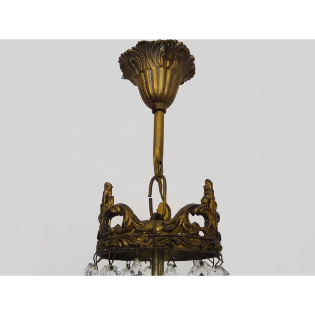 Metal Antique Italian Hot Air Balloon Chandelier with Glass Pendants. 1950s-1960s For Sale - Image 7 of 10