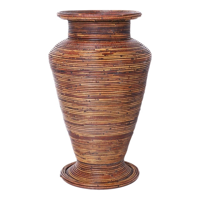 Italian Pencil Reed Floor Vase or Urn For Sale