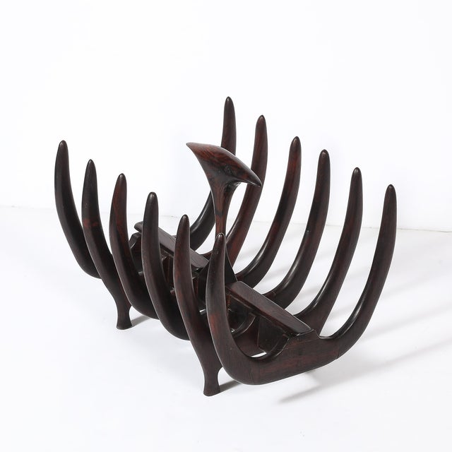 Mid-Century Modernist Sculptural Osseous Form Magazine Stand in Rosewood For Sale - Image 11 of 18