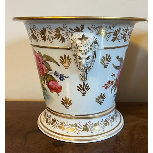 Antique Early 19th Century English Porcelain Cachepot Flower Pots With Satyr Mask Handles Circa 1820 - A Pair For Sale - Image 4 of 18