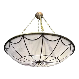 1920s Large Leaded Glass Light Fixture