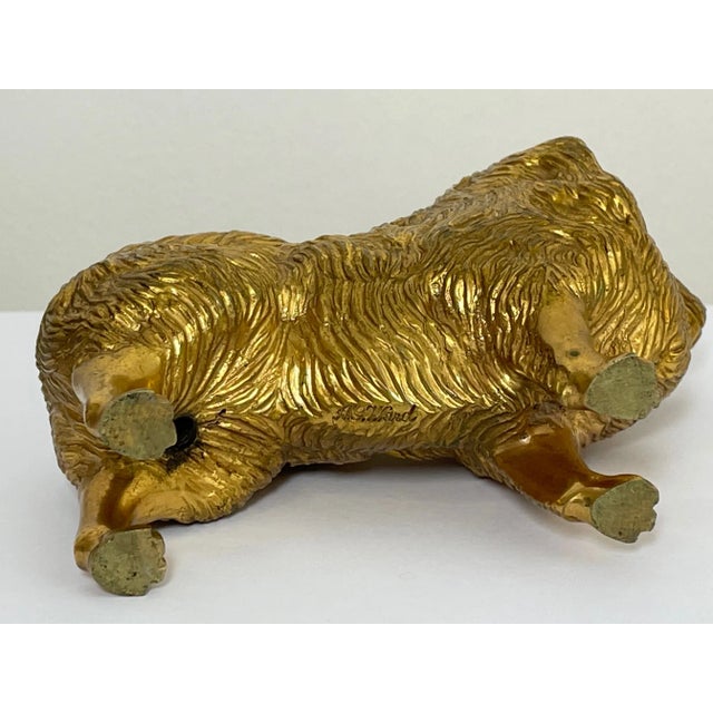 Small Traditional Early 20th Century English Gilt Bronze Spitz Dog Car Mascot Figurine For Sale - Image 10 of 12