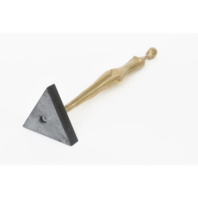 Vintage Brass and Black Granite Tall Female Elongated Sculpture, 1970's For Sale - Image 11 of 11