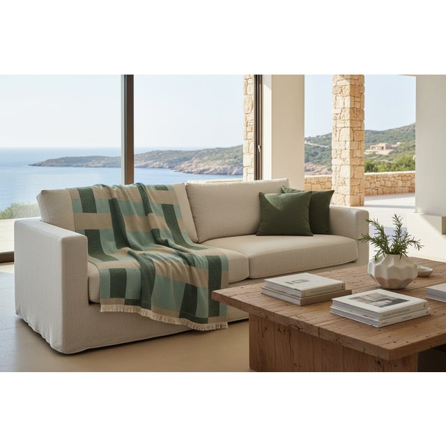 Contemporary Wool and Cashmere Plaid with Woven Pattern by Villa Como For Sale - Image 3 of 4