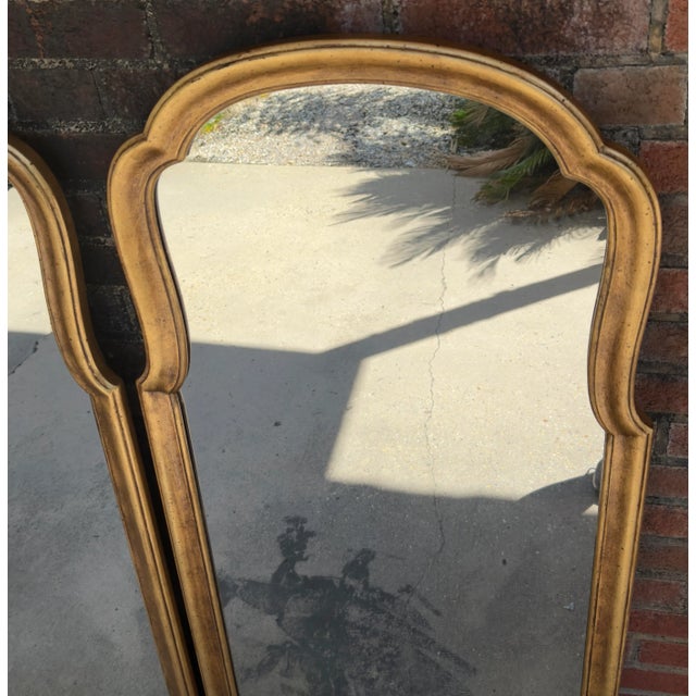 Wood Stunning Vintage Drexel Gilt Wood Wall Mirrors – Elegant Home Decor for Timeless Style - Newly Painted and Hand Gilt - A Pair For Sale - Image 7 of 11