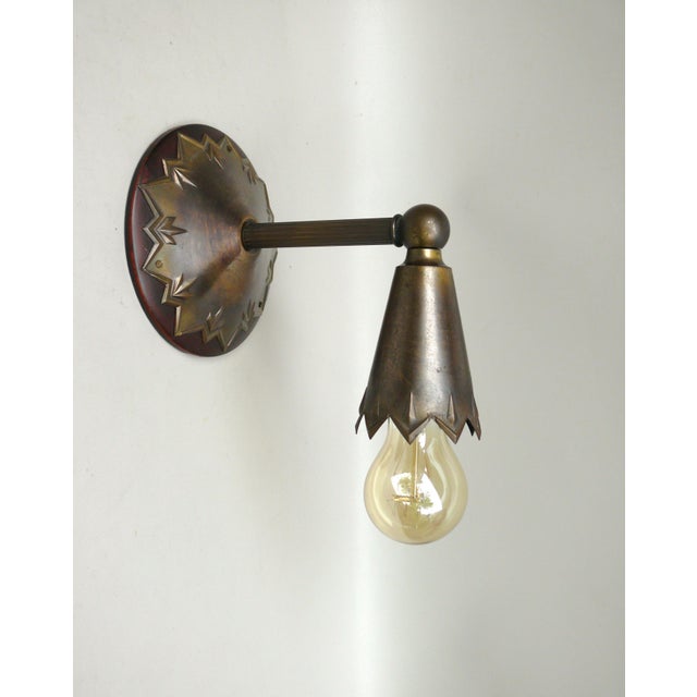 Art Nouveau Brass Wall Lights in the style of Dagobert Peche, Austria, 1890s, Set of 2 For Sale - Image 4 of 18