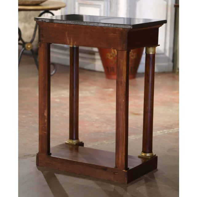 19th Century French Empire Marble Top Mahogany Console Table With Drawer For Sale - Image 11 of 12