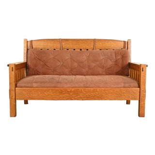 Harden Furniture Antique Mission Oak Arts & Crafts Settle Sofa or Bench, Circa 1910 For Sale