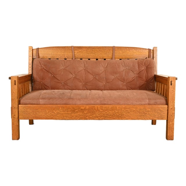 Harden Furniture Antique Mission Oak Arts & Crafts Settle Sofa or Bench, Circa 1910 For Sale