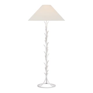 Chapman & Myers by Visual Comfort Signature Provenz 62" Floor Lamp in Plaster White with Linen Shade For Sale