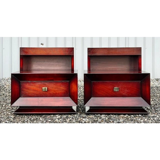 Mid Century Mahogany Hollywood Regency Style Nightstands - a Pair For Sale - Image 11 of 11