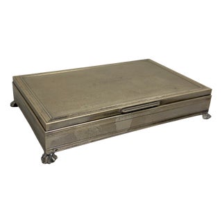 800 Silver Wooden Jewelry Box with Feet, 1982 For Sale