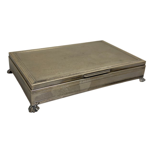 800 Silver Wooden Jewelry Box with Feet, 1982 For Sale