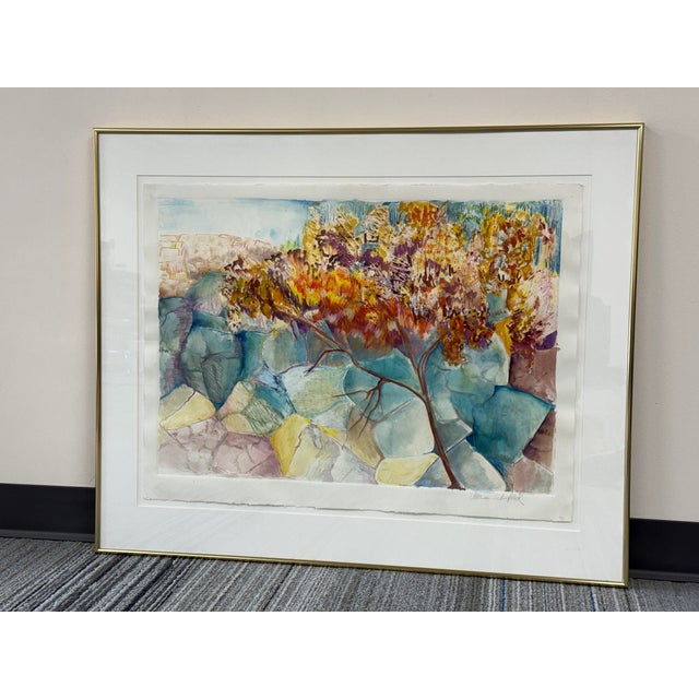 Beautifull watercolor on paper by Miriam Schonfeld - Autum II Measures 37.75" Wide X 30.5" High -LOCATION: St Louis, MO 63132