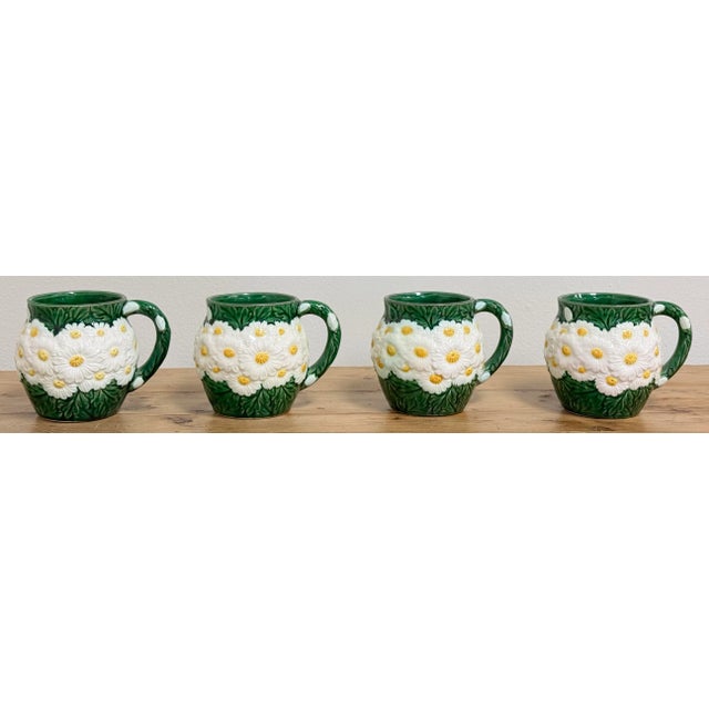 Ceramic Vintage Ceramic Daisy Motif Mugs and Dessert Plates, 8 PCS For Sale - Image 7 of 11