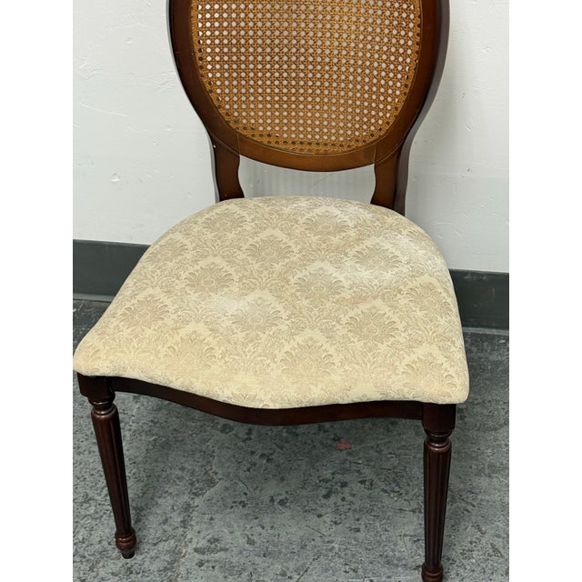 Late 20th Century Bombay Company Traditional Oval Cane-Back Side Chair For Sale - Image 5 of 12