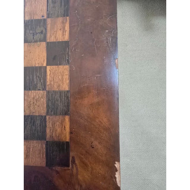 19th Century English Mahogany Games Table With Chess & Leather Backgammon Boards For Sale In New York - Image 6 of 8