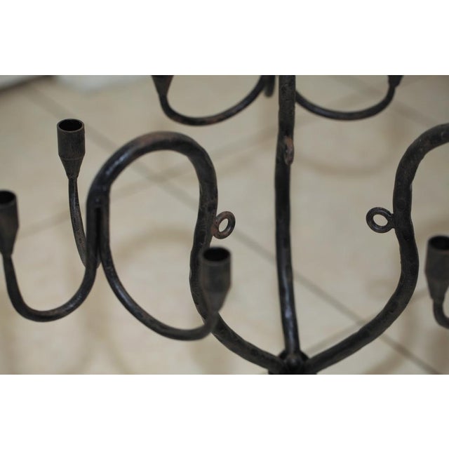 Vintage Hand-Wrought Iron Sculptural Candelabra, Pair For Sale - Image 9 of 18