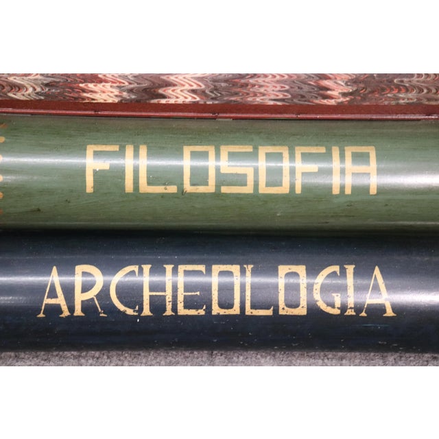 Italian Painted Tole Metal End Table Styled after Historic Literature Books For Sale - Image 9 of 13