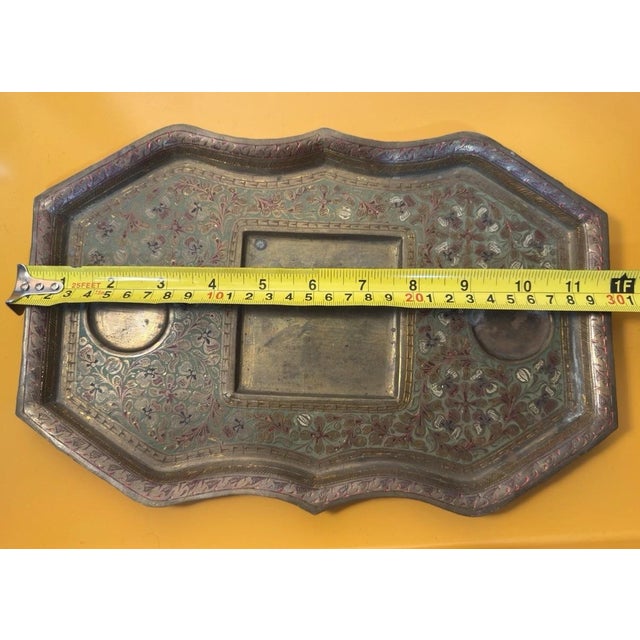 Victorian Anglo-Indian Hand-Chased Brass Tray, Kashmiri Floral c.1900 For Sale - Image 11 of 12