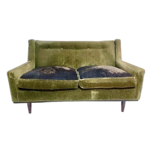 Vintage Mohair Velvet & Cowhide Loveseat For Sale