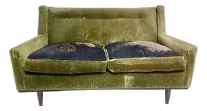 Vintage Mohair Velvet & Cowhide Loveseat