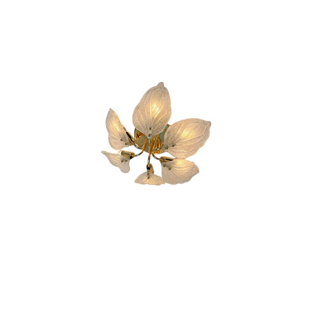 1970s Murano Glass Leaf Flush Mount by Novaresi, Italy, 1970s For Sale - Image 5 of 17