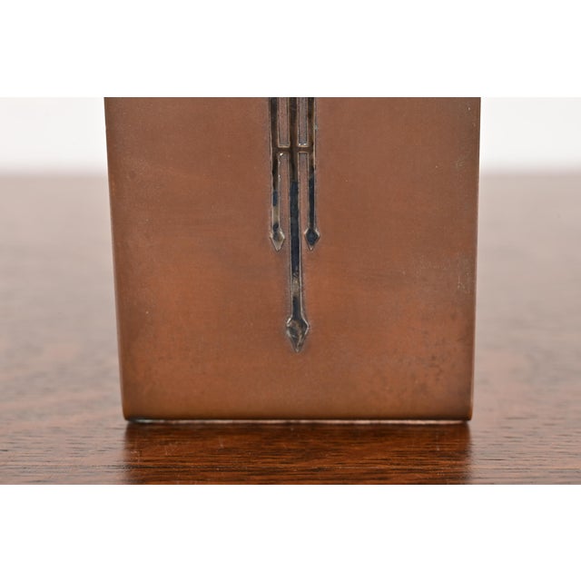 Bronze Silver Crest Arts & Crafts Sterling Silver on Bronze Bookends, Pair For Sale - Image 8 of 14