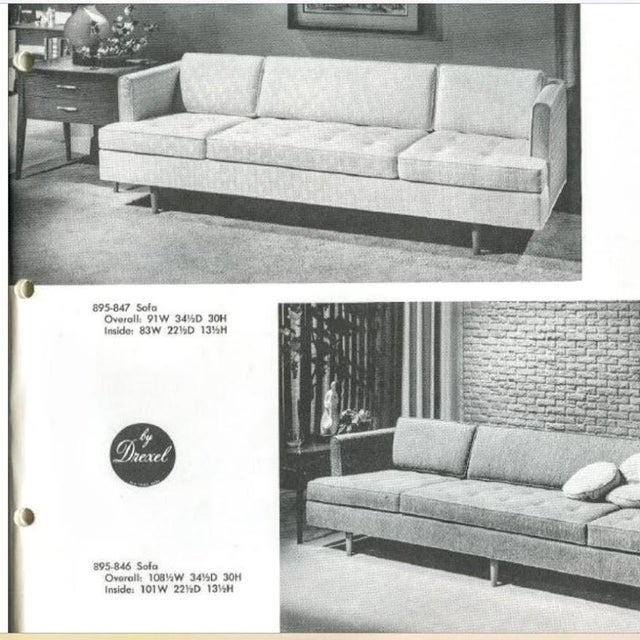 Custom Restored 1950's Drexel Profile Sofa by John Van Koert in Knoll Modern Tweed Textile For Sale In Raleigh - Image 6 of 9