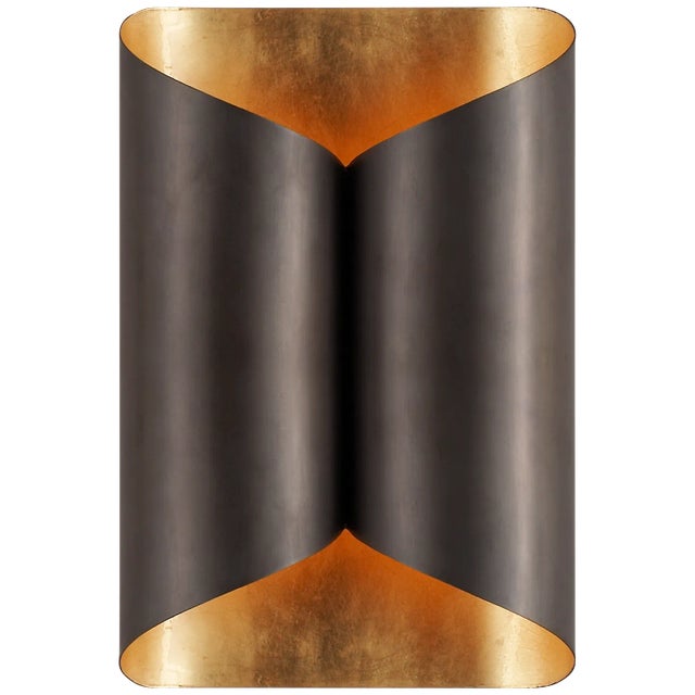 Selfoss Sconce in Bronze with Gild Interior Designer: AERIN Height: 11" Extension: 4.25" Backplate: 4.5" x 6.25" Rectangle...