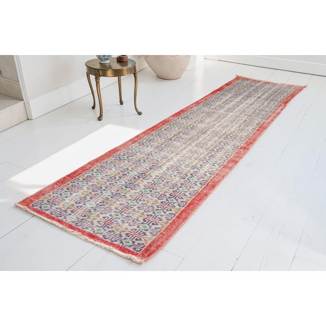 1950s Geometric Tribal Rug, Rustic Farmhouse Hallway Decor For Sale - Image 9 of 10