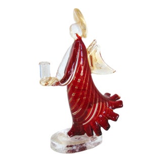 Vintage Glass Angel Candle Holder 9"h For Sale