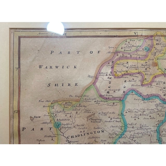 Rare Antique 17th Century Hand Colored Oxford Shire Robert Morden Map Engraving For Sale - Image 10 of 13