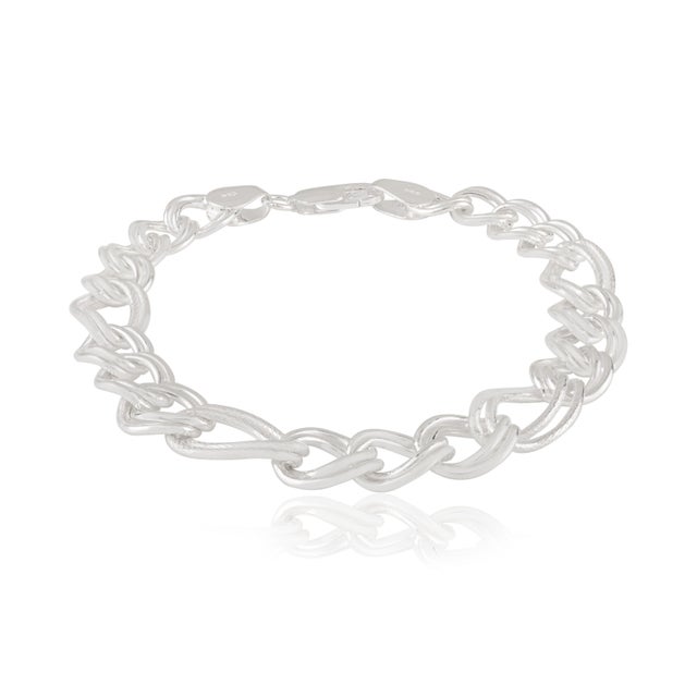 Modern 925 Sterling Solid Silver Link Chain Bracelet by Carat&her- Thanksgiving For Sale - Image 3 of 10