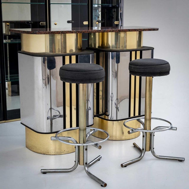 1970s Hollywood Regency Bar with Counter, 1970s, Set of 4 For Sale - Image 5 of 16