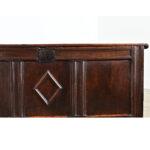 This French trunk, made from solid oak in the 1800s, features chamfered exterior panels carved with care. The simplicity...