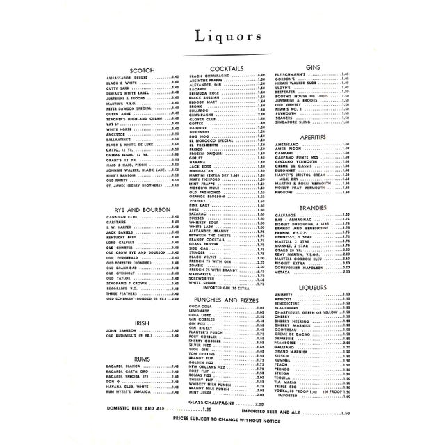 1962 15" x 11" w/ insert hand-written menu dated: Wed. Oct. 3. 1962 *foxing condition noted* El Morocco, sometimes...