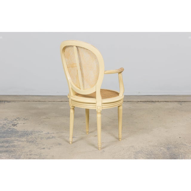 French Louis XVI Style Painted Cane Armchairs - Set of 6 For Sale - Image 14 of 18