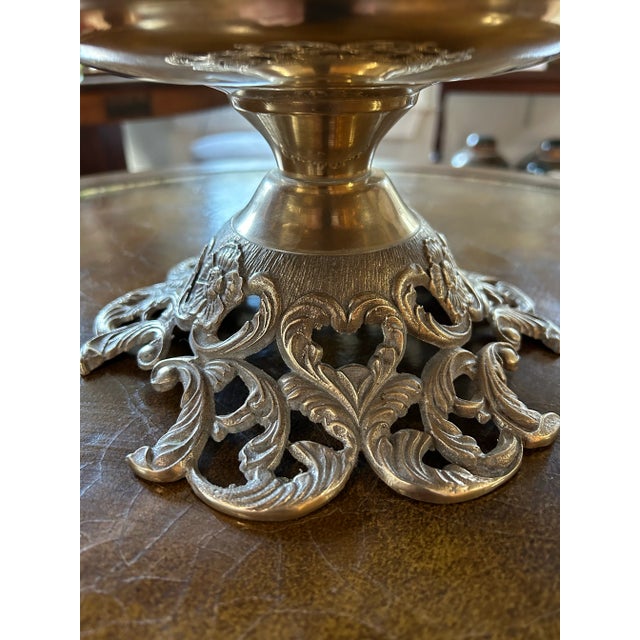 Vintage Solid Brass Italian Tazza or Pedestal Bowl For Sale - Image 4 of 7