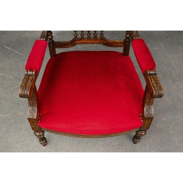 Antique Mahogany Armchair in Red, 1800s For Sale - Image 12 of 17