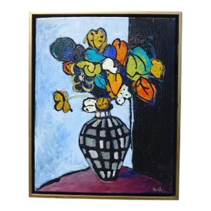 Pop Art Summer Flowers Oil on Canvas - Martha Holden