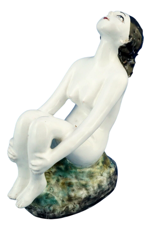 20th Century Art Deco Ceramic Sculpture of a Nude Woman by Aldo Bacchilega, Italy, 1890s