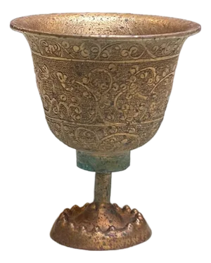 Handmade Brass Metal Color Floral Motif Cup Shape Display