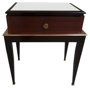 Art Deco Mahogany and Brass Nightstand, 1940s
