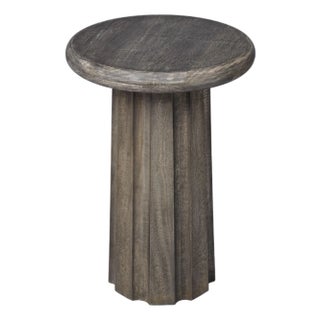 Jamie Young Cremini Wood Side Table, Grey Wash For Sale