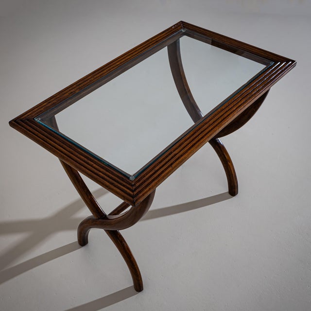 Side Table With Glass Top, Italy, Mid-20th Century For Sale - Image 4 of 8
